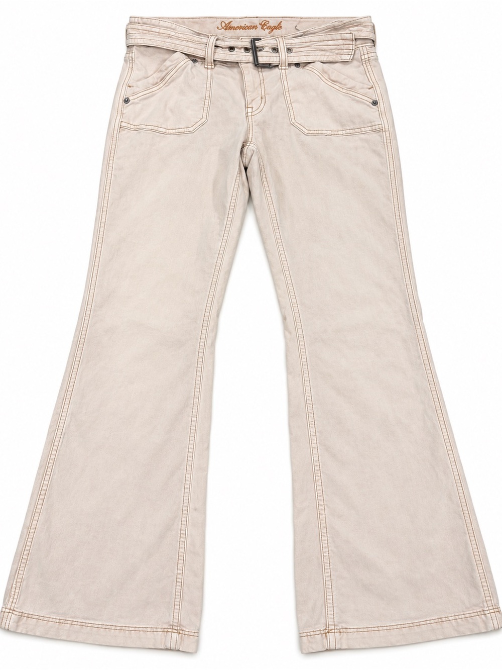 American Eagle Outfitters Beige Wide-Leg Flare Jeans